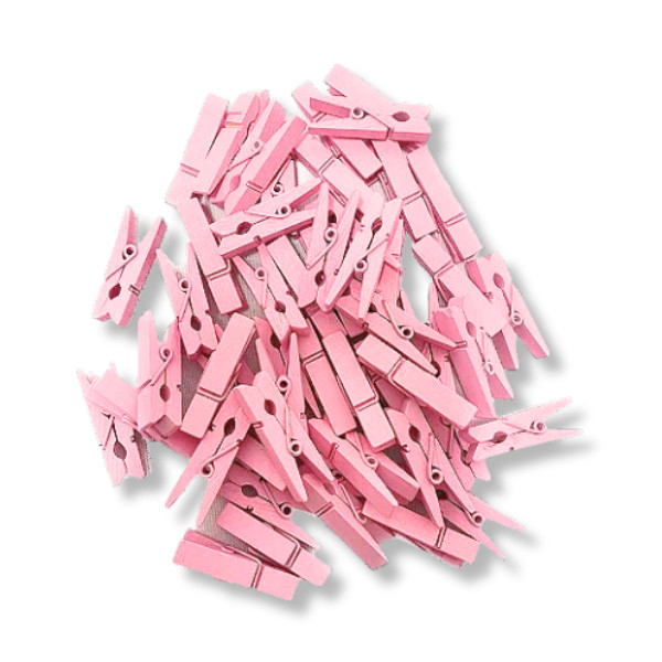 Mini pregador de madeira 3,5 cm rosa bebê prendedor de fotos lembrancinha artesanato 15 - 150 unidades