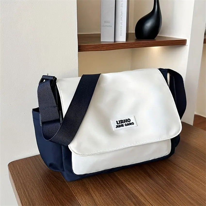 Bolsa Mensageiro Unissex Para Casais De Grande Capacidade À Prova D'água De Nylon Pano Estudante Crossbody Bolsa em Oferta na Shopee