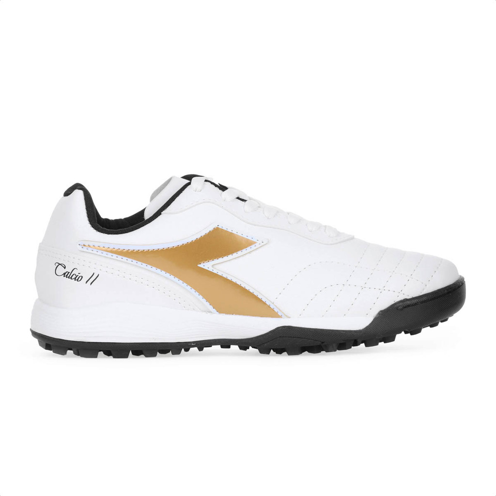 Chuteira Diadora Society Calcio II Branco Preto e Dourado - Masculino