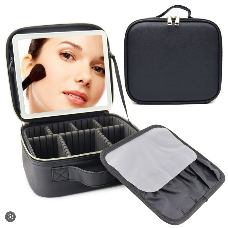 DAGUAN Kit Maleta Maquiagem completo Profissional Com Espelho e Luz Led e paleta de maquiagem