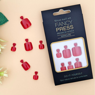 12 Peças unha postiça decoradas para pé com Autocolante Com Adesivo vermelho T-572-5 em Oferta na Shopee
