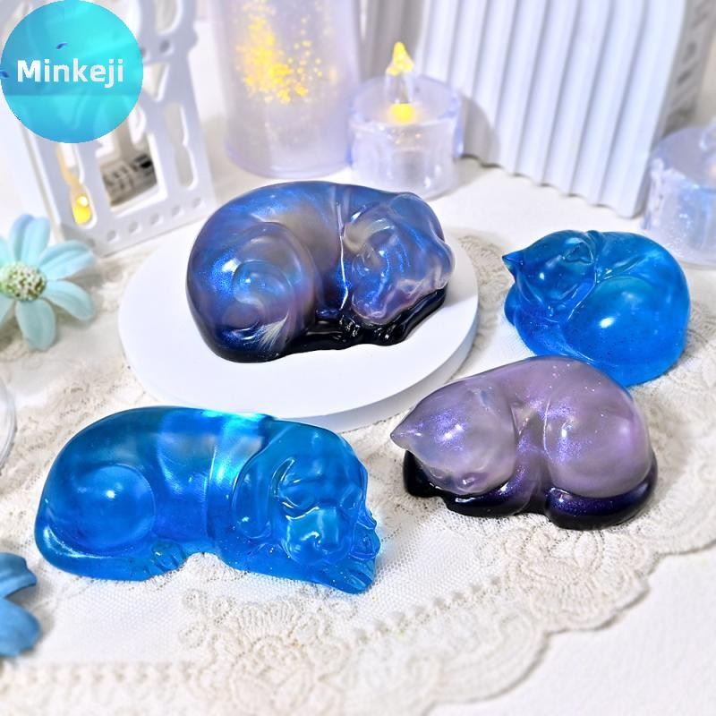 Milleji Novo Gato Dormindo Cão Ornamento Molde De Silicone DIY Série Pet Vela Aroma Gesso Resina Moldes Mousse Decoração