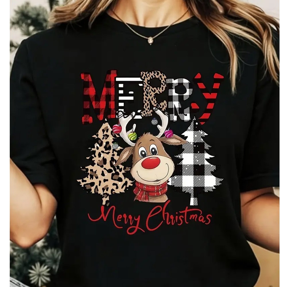 Camiseta Basica Merry Chistmas Natal Animado Merry Rena Confortavel Unissex Linha Premium