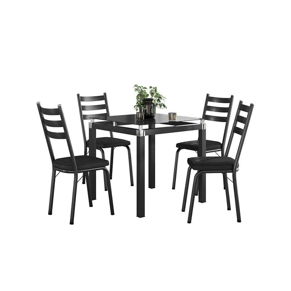 Conjunto de Mesa de Cozinha com 4 Lugares Malva II Preto em Oferta na Shopee