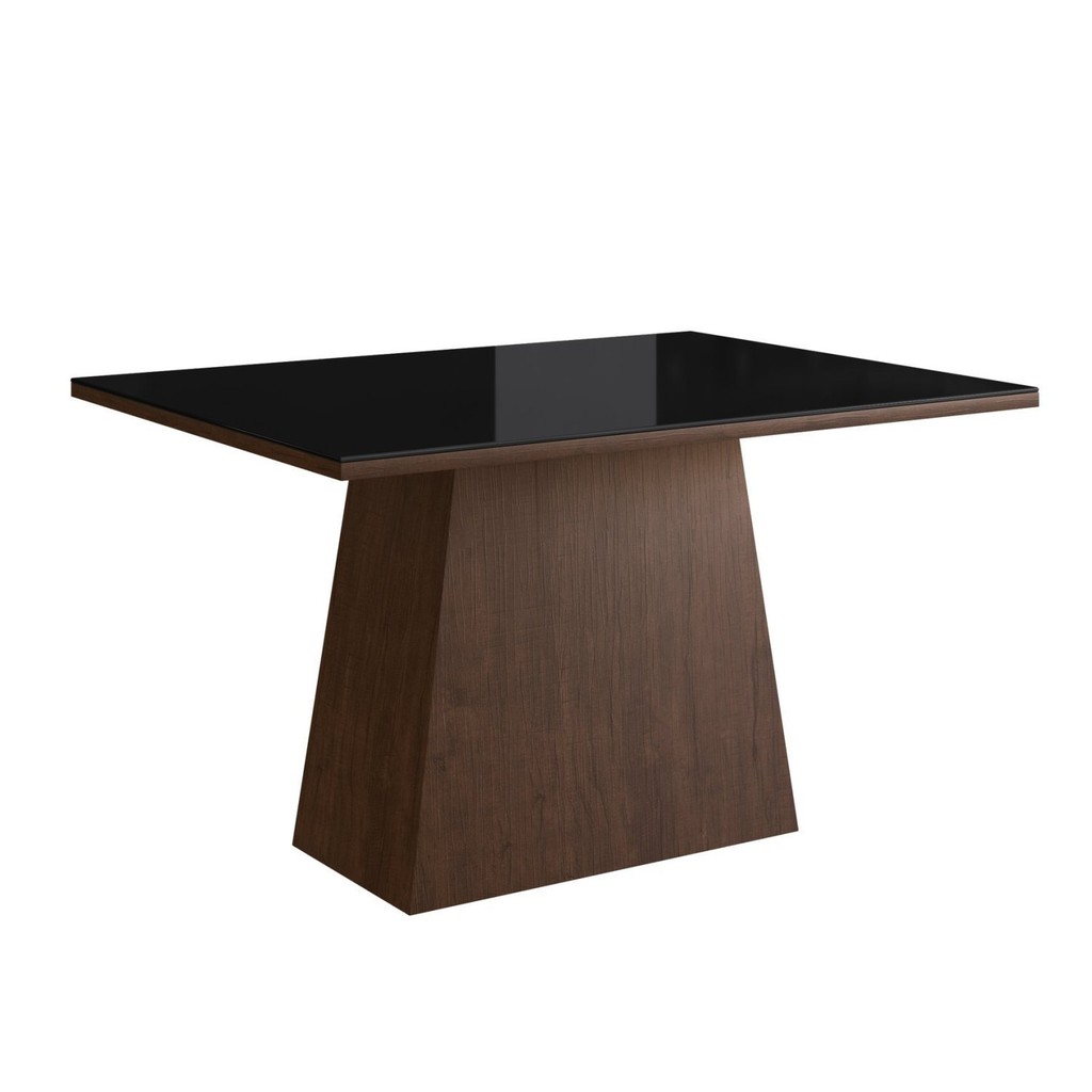 Mesa para Sala de Jantar 120x90cm com Vidro Lapidado  Tabaco/Preto em Oferta na Shopee