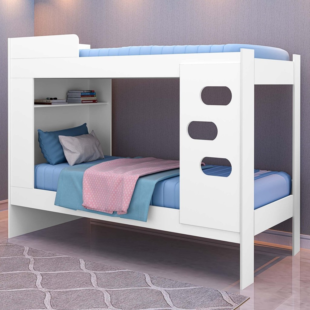 Beliche Solteiro com 1 Prateleira Floripa  Branco em Oferta na Shopee