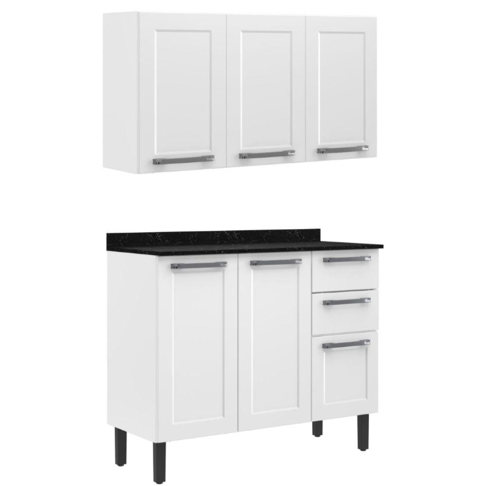 Conjunto Cozinha Balcão Com Armário Aéreo Itatiaia Aço Florença Branco
 em Oferta na Shopee