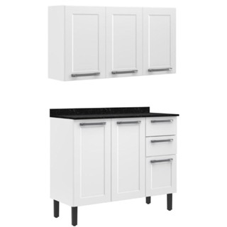 Conjunto Cozinha Balcão Com Armário Aéreo Itatiaia Aço Florença Branco
 em Oferta na Shopee
