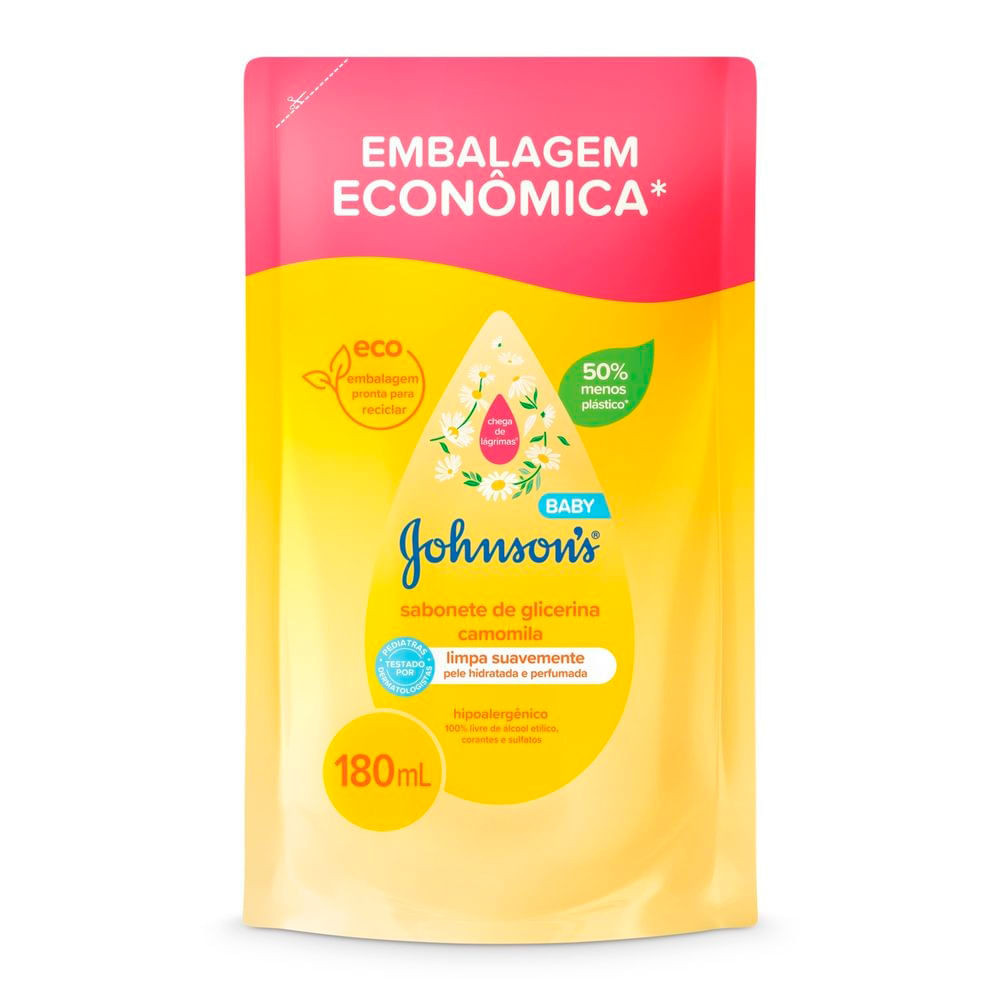 Sabonete Líquido de Glicerina Johnson's Baby Camomila Refil 180ml em Oferta na Shopee