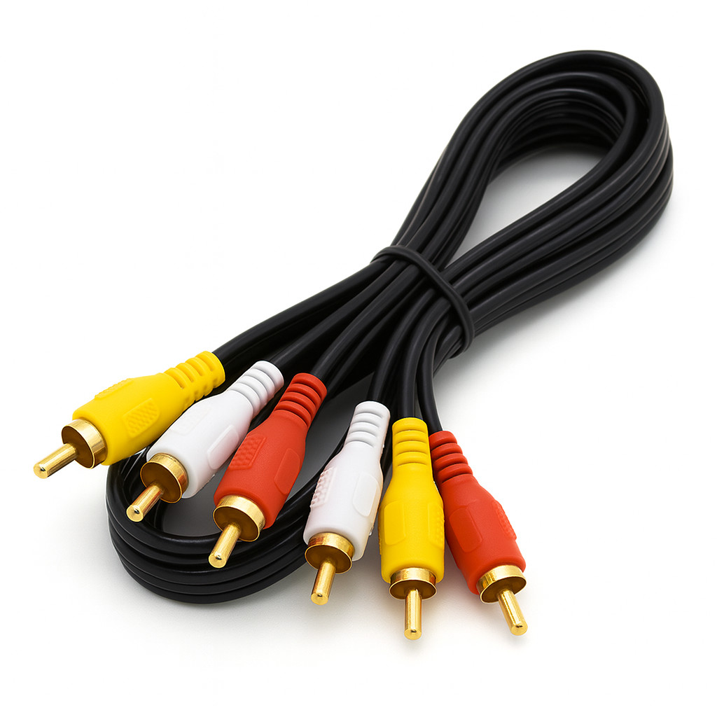 Cabo 3 RCA Macho x 3 RCA Macho Dourado 2m Áudio Vídeo