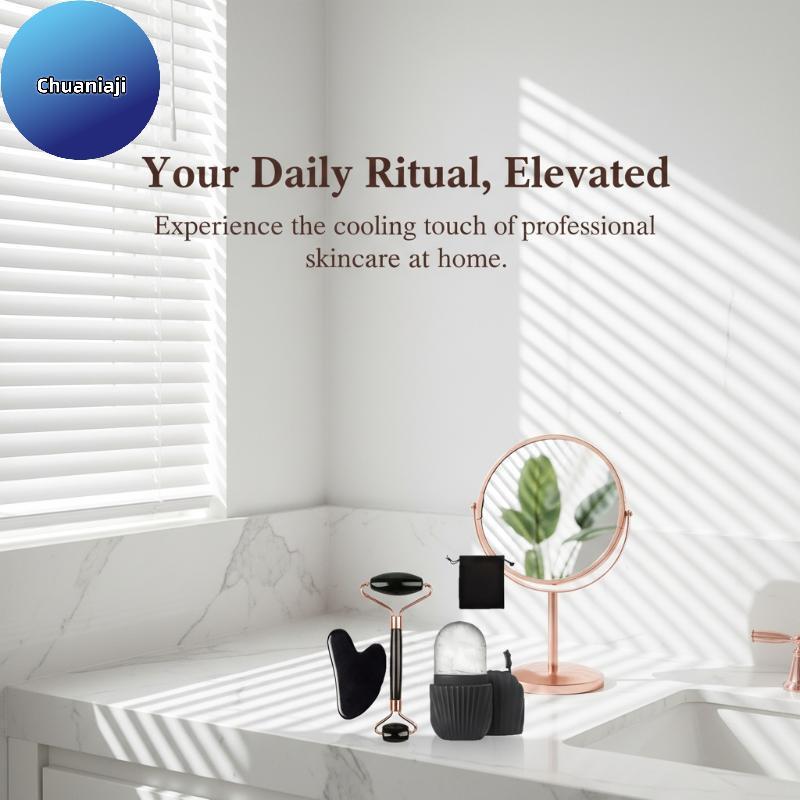 Chuaniaji Cooling Ice Face Roller Com Conjunto De Ferramentas Gua Sha Para Acalmar O Aperto Da Pele E Massagem Facial Sp