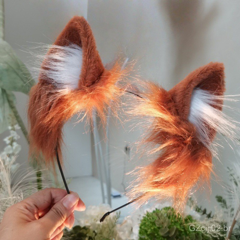 Nova tiara de orelhas de animal C, acessório de cabelo de menina loba, fantasia de Natal e Halloween, acessório de cabeç