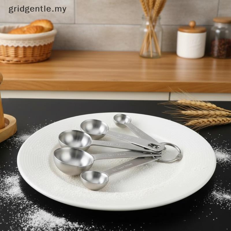 [GDT] Colher Medidora De Aço Inoxidável Conjunto De 1/5/6 Peças Com Régua Escala Para Cozinha Cozinhar Café Ferramenta D