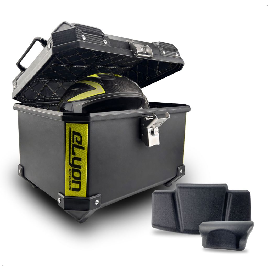 Bauleto Bau 45 Litros Plastico ABS Preto Com Encosto Com Suporte Completo — imagem 2 de 2