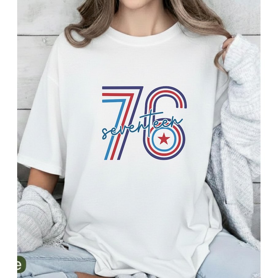 「Cute Girl」Camiseta Unissex 1776 Estrela - Bandeira Americana Estampa Tendência Moderna Fofa Confortável Moda Feminina