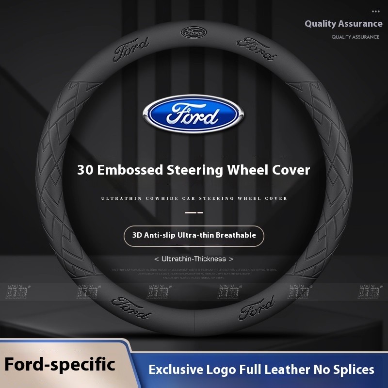 Capa De Couro Antiderrapante Para Volante De Carro Ford Mustang Mondeo Focus Fiesta Puma Edge Explorer Ecosport Ranger F
