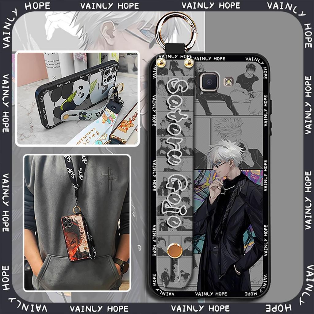 Capa De Telefone De Silicone Com Alça De Pulso Para Samsung Galaxy J7 Prime/2/2018/ON7 2016/G610F Suporte Durável Anti-P