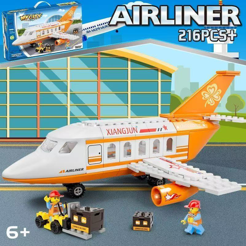1.000 peças de blocos de montar Lego, série de aviões, modelo de helicóptero de passageiros e avião civil, educação cien