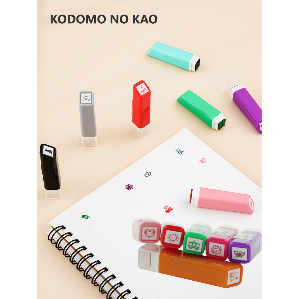 Japão japão KODOMO NO KAO Material de manual de carimbo fofo embebedo vem com tinta Mini carimbo de padrão decorativo