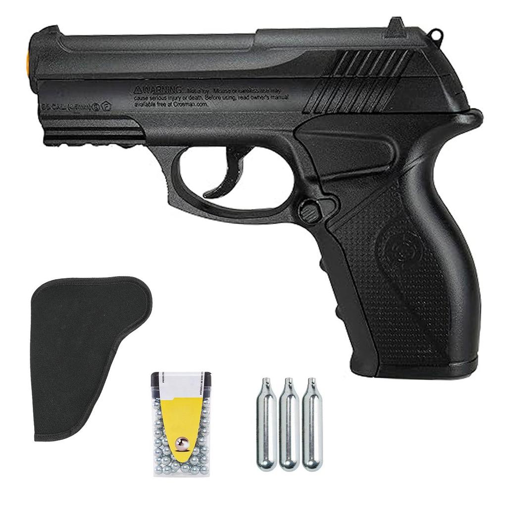 Pistola de Pressão C11 Co2 4.5mm - Crosman + Coldre + Esferas + 3 Cilindros