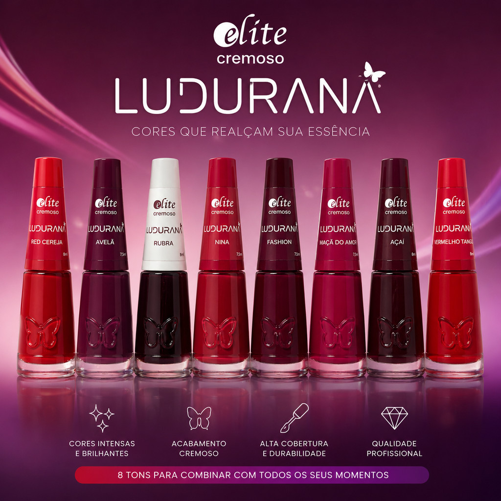 Kit Esmalte Vermelho Ludurana - Esmaltes Atacado - Ideal para Unhas Manicure Nail