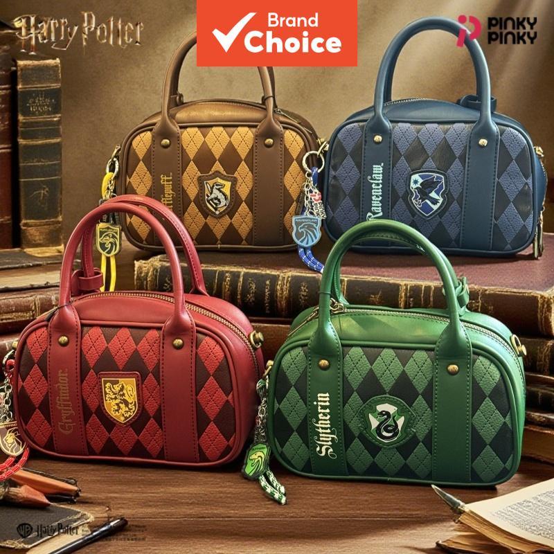 Bolsa de ombro Harry Potter autorizada, vintage, xadrez, tiracolo, estilo britânico, Hogwarts, couro sintético PU, para
