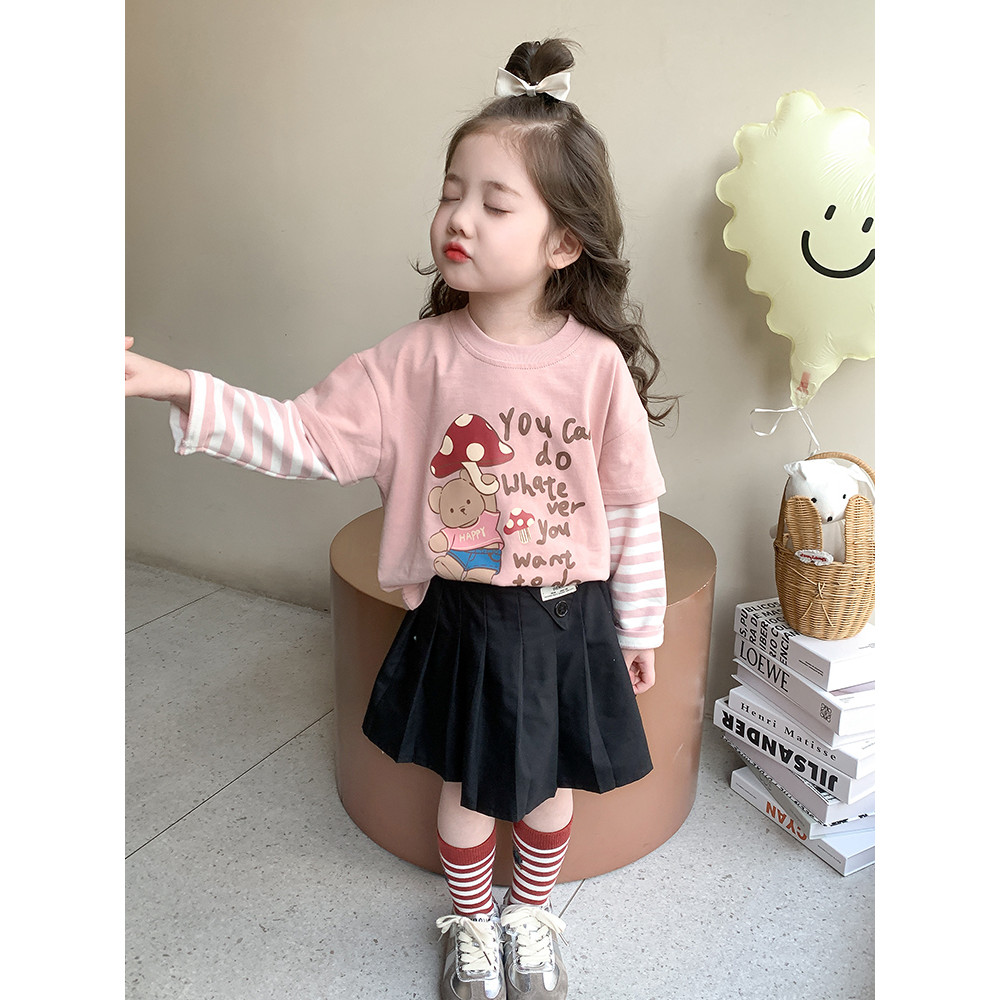 Meninas crianças primavera outono estilo manga comprida dos desenhos animados camiseta 2026 novo estilo crianças estilo 