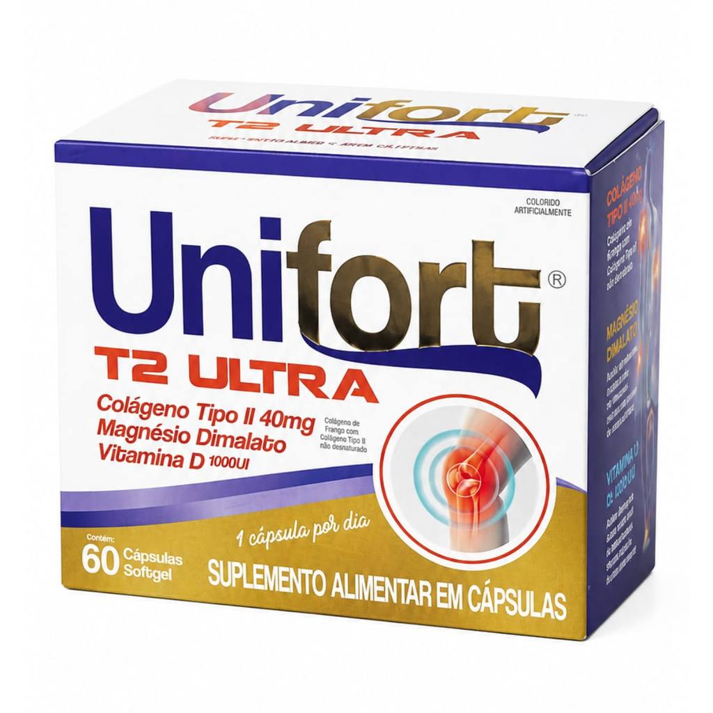 Kit 2 Unifort T2 Ultra Colágeno Magnésio Vitamina D 60 cápsulas