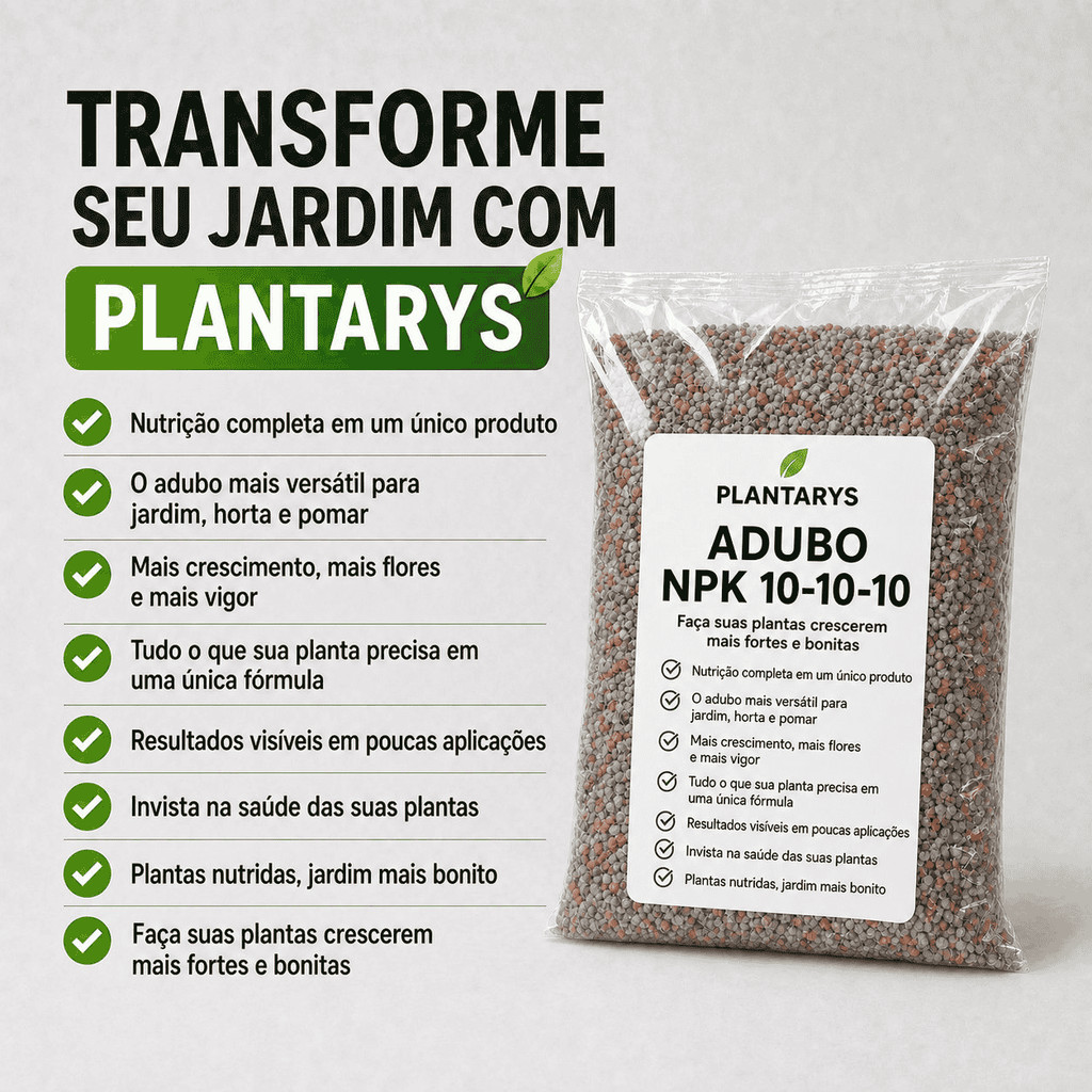 Adubo NPK 10-10-10 Premium | Nutrição Completa para Flores , Orquídeas, Frutíferas e Hortaliças |1kg