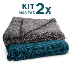 Kit 2 Mantas Decorativas Sofá Cama 100% Algodão 2,10x1,20 Grande Toque Macio Premium Franjas