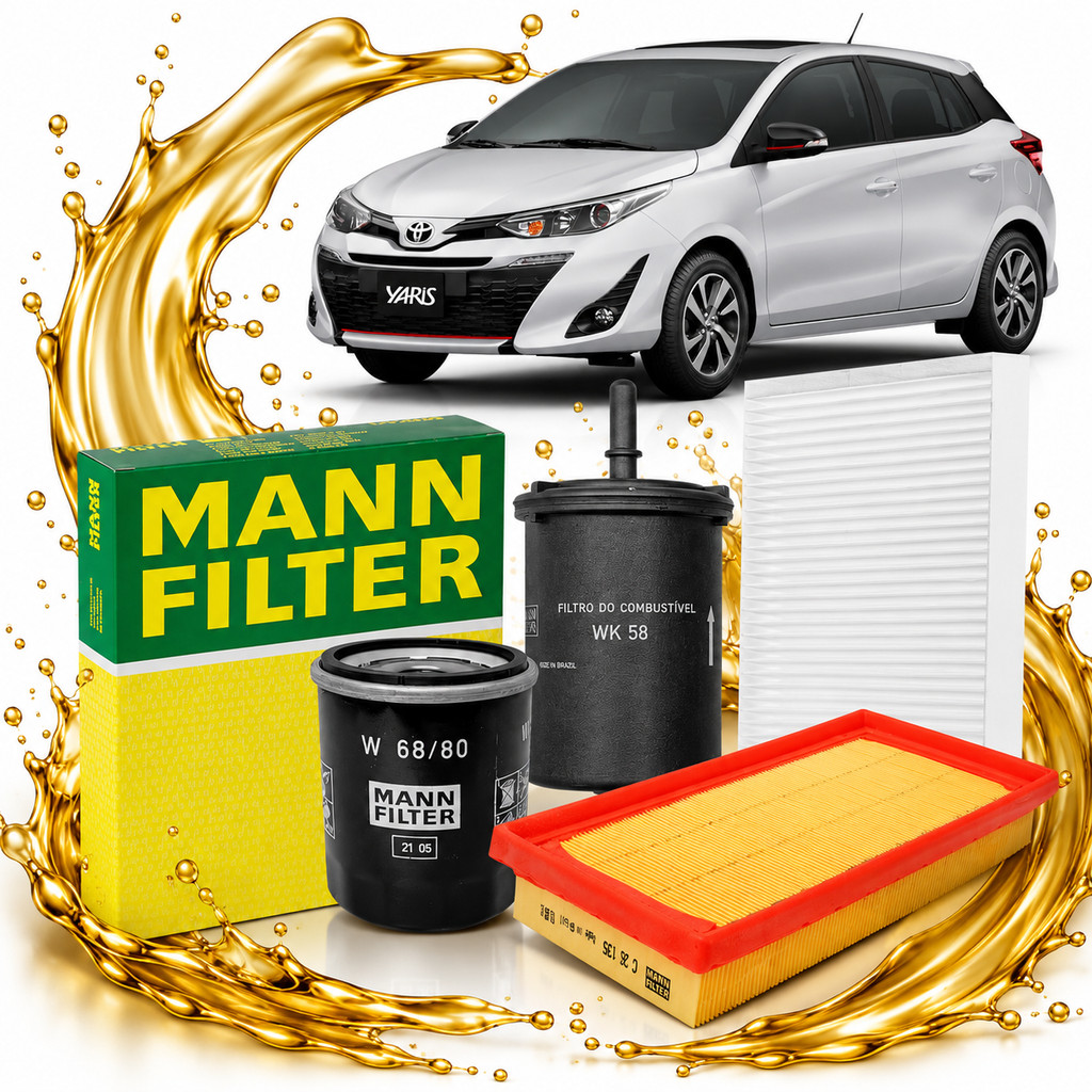 Kit de Filtros Mann Filter Yaris 1.3/1.5 16V Flex 2018 em diante SP110714