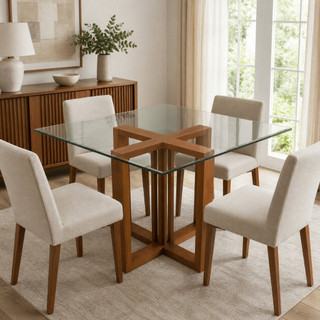 Base Leidy Confortse Mesa de Jantar Madeira Maciça Conforto e Elegância