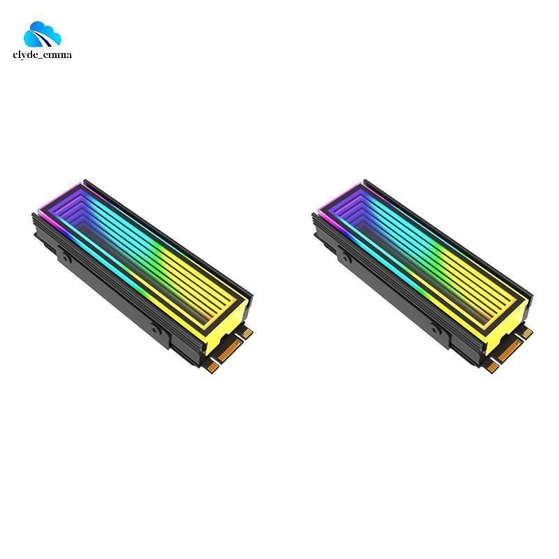 2X M . 2 ARGB Radiador De Computador 2280 SSD M2 PC RGB Nvme Cooler Dissipador De Calor Efeito Abismo Infinito , Preto