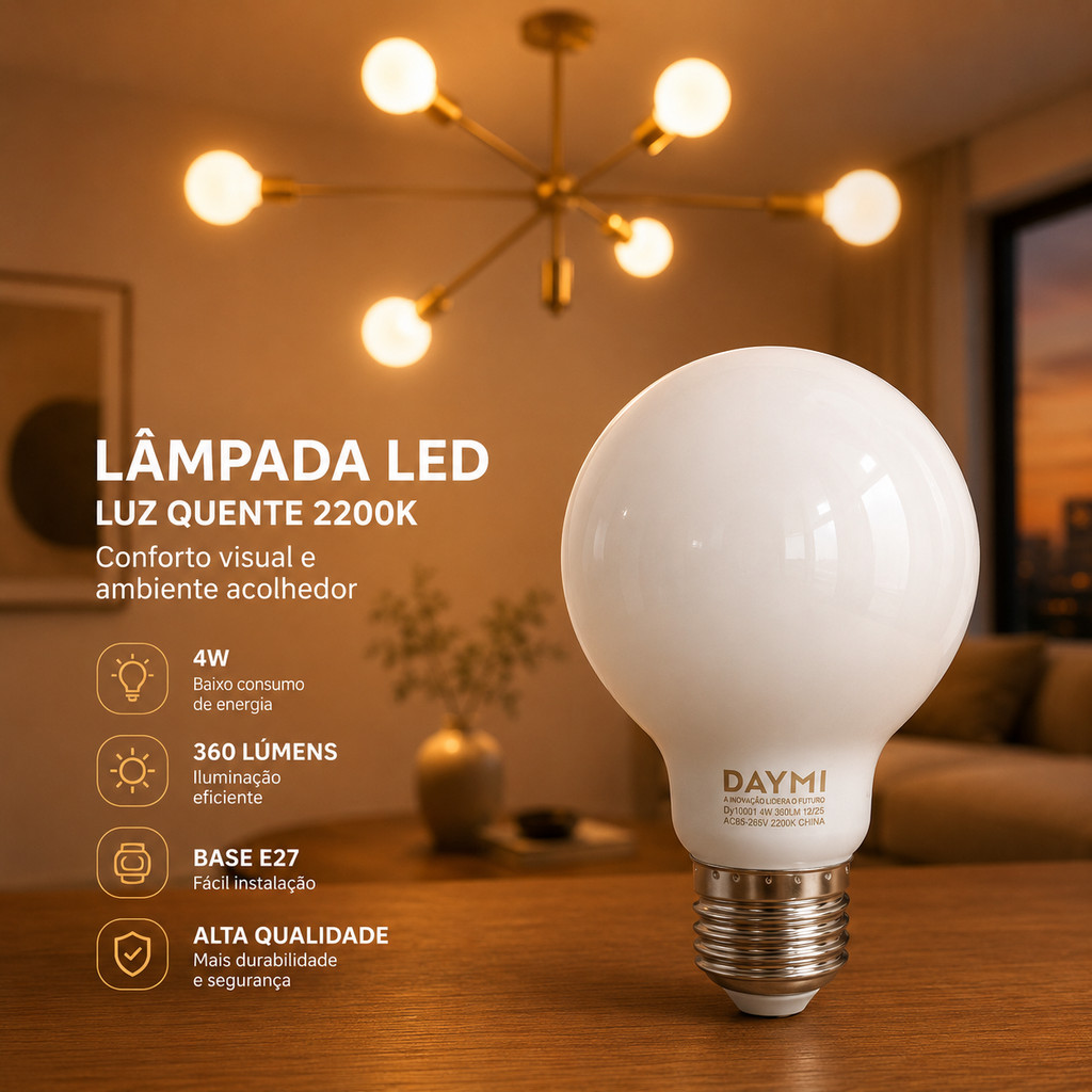 Lâmpada Filamento Led Globo G80 Leitosa 4w E27 Bivolt 2200k