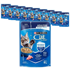 Ração Úmida Purina Cat Chow para Gatos Adultos sabor Frango 85g - KIT 10 unids.