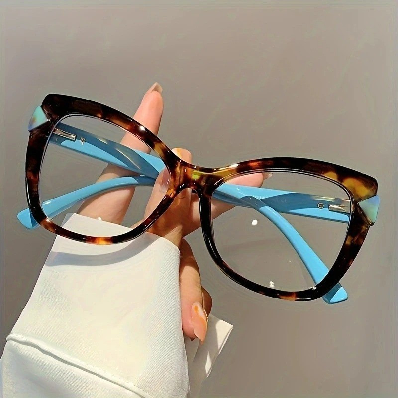 Óculos de Sol Femininos Oversized Cat Eye 2024, Óculos Retro com Proteção Contra Luz Azul, Novos Óculos Ópticos Sem Grau