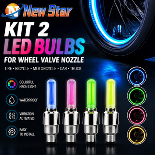 New Star KIT 2 led bulb for Wheel Valves Nozzle Cap Tire Bicycle Motorcycle Car Truck-Smile