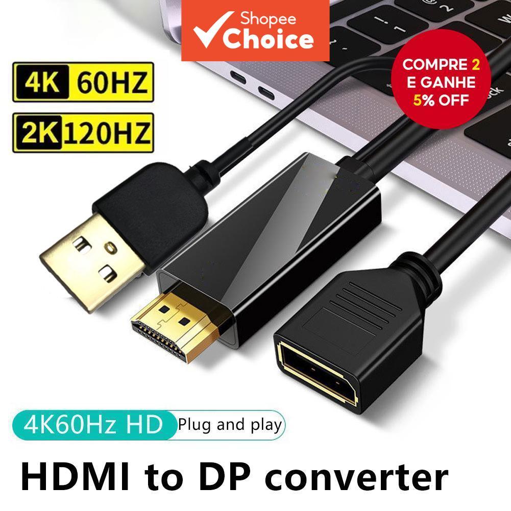 Adaptador HDMI Para Porta De Exibição 4K @ 60Hz HDTV Cabo DP Com Alimentação USB