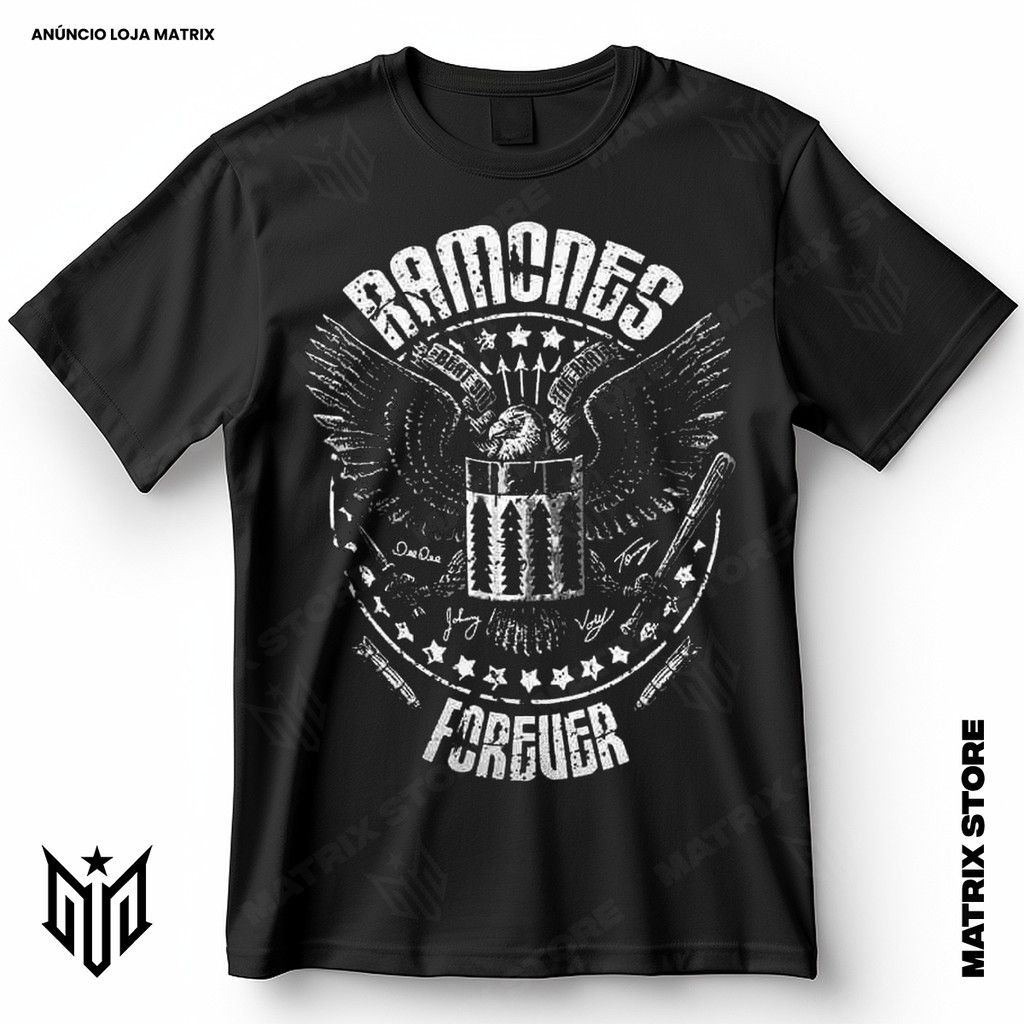 Camisa Banda Ramones Forever Blusa Camiseta de Rock 100% Algodão