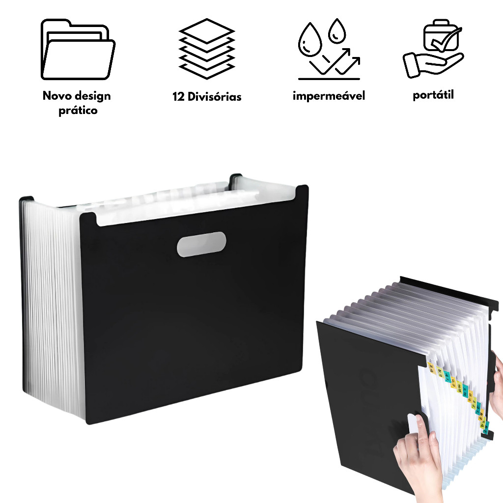 Pasta com 12 24  Divisórias Organizadora de Documentos Sanfonada Multiuso em Oferta na Shopee