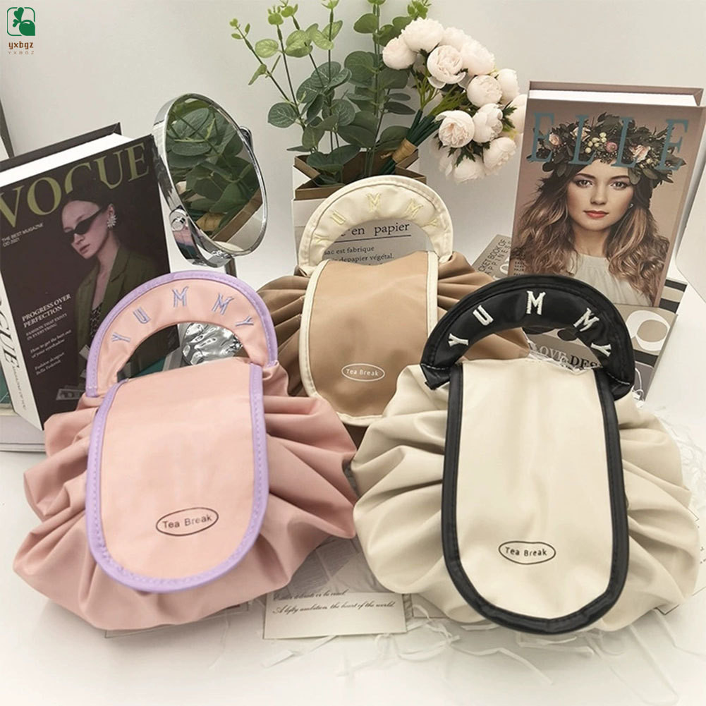 Lay Bolsa Cosmética Plana Com Cordão De Higiene Pu De Grande Capacidade Para Meninas E Mulheres