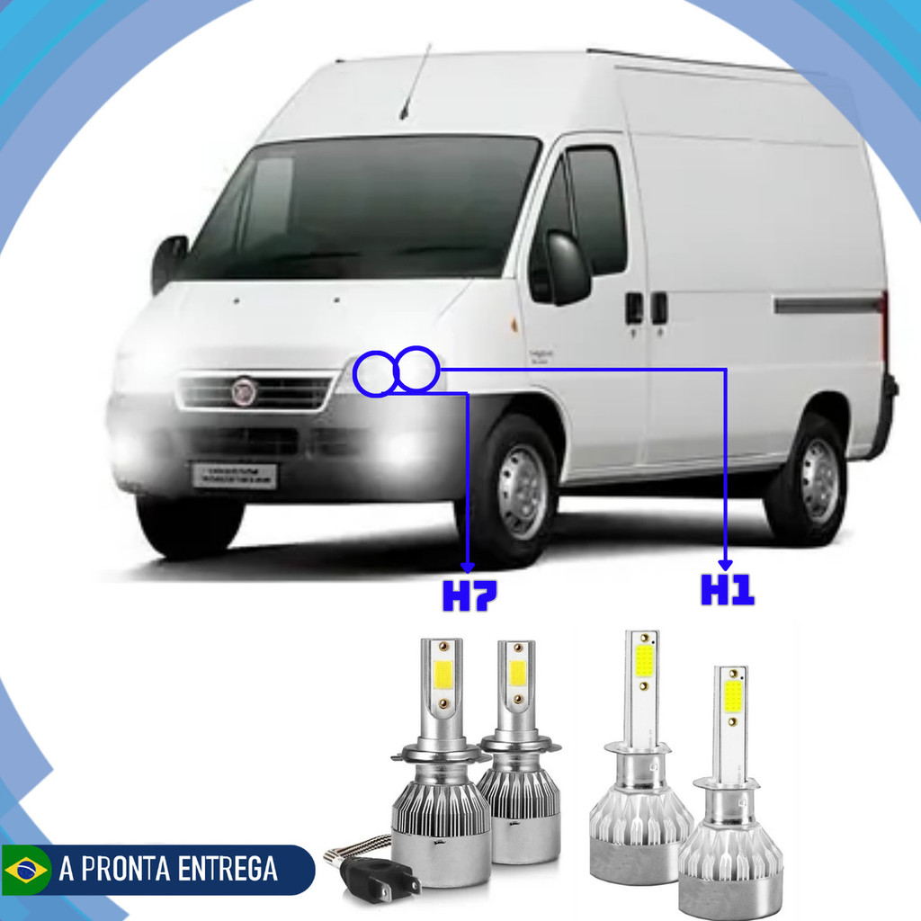 Lâmpada Led Fiat Ducato 2005 - 2016 H1 H7 V10 - Efeito Xênon H1 H7 Branco Led Branco em Oferta na Shopee