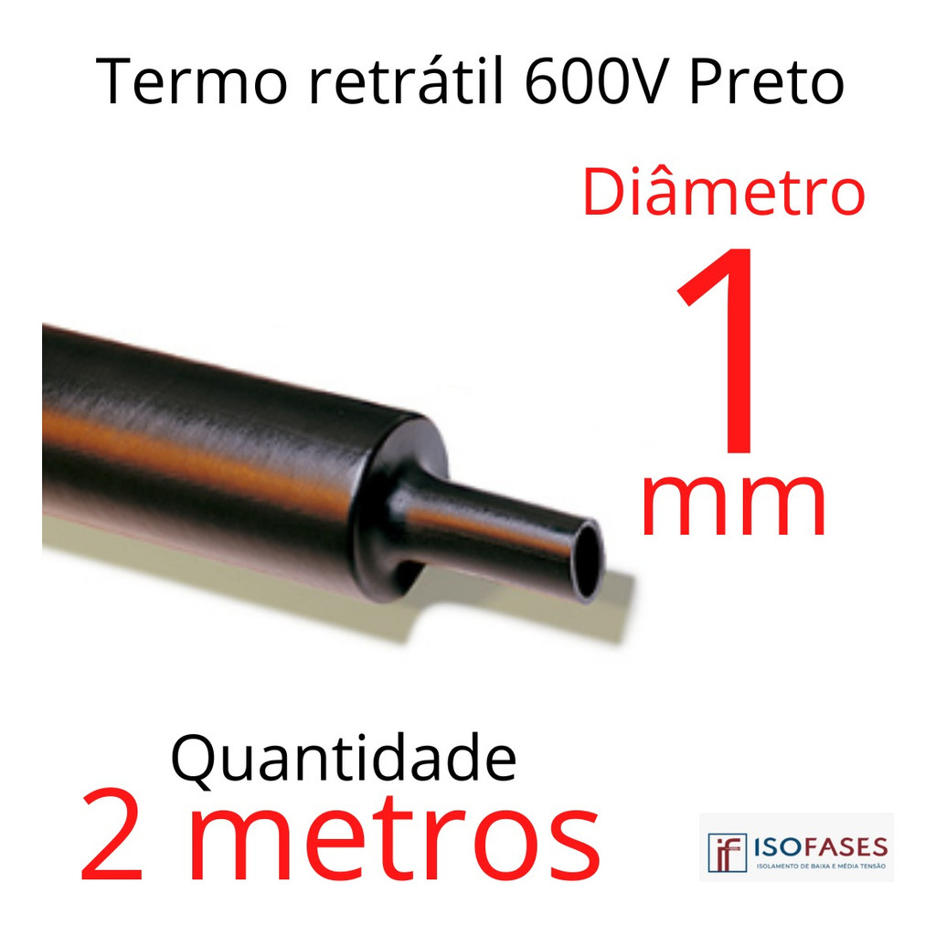 Tubo Termo Retrátil 1mm 2 Metros Profissional Antichama 600v