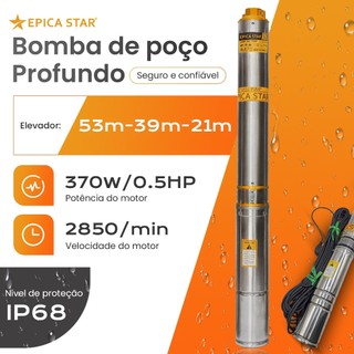 Bomba Submersa para Poço Profundo 550W/0.75HP IP68 - Alta Vazão e Pressão para Abastecimento de Água