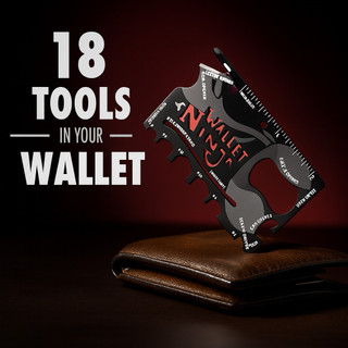 Cartão Multiuso 18 em 1 Ninja Wallet Multifuncional Portátil de Bolso em Aço Inox para Carteira