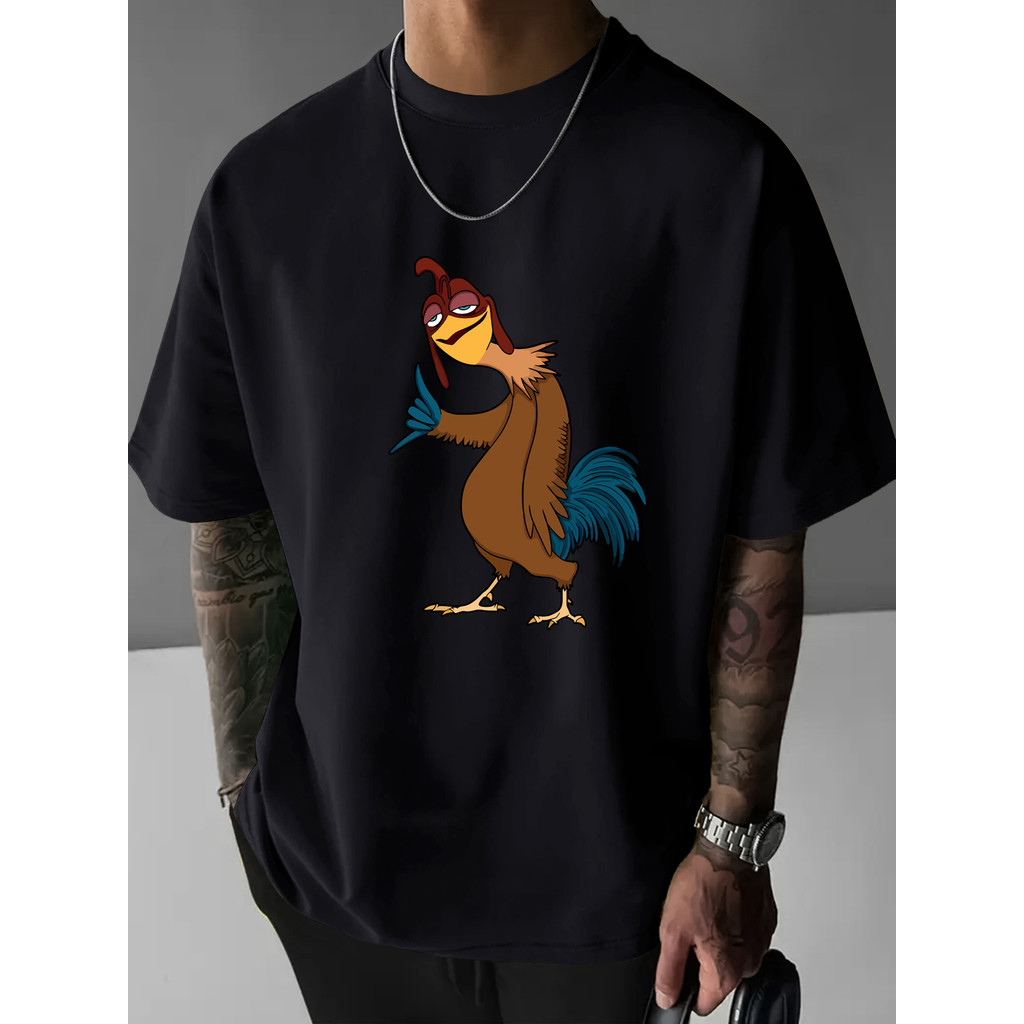 Camiseta Oversized Masculina Algodão Estampa João Frango Galo Casual Respirável Lavável Presente