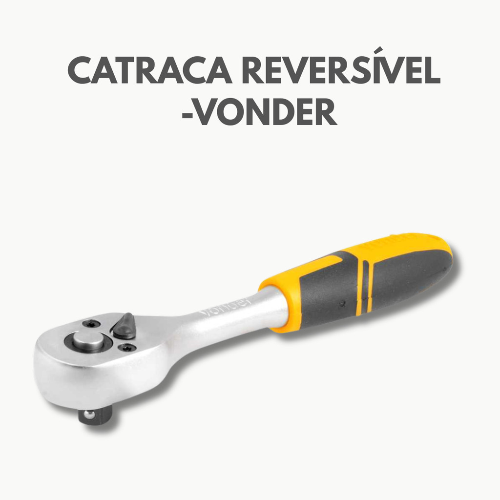 Catraca Reversível 1/4" x 150mm Cabo Emborrachado Vonder