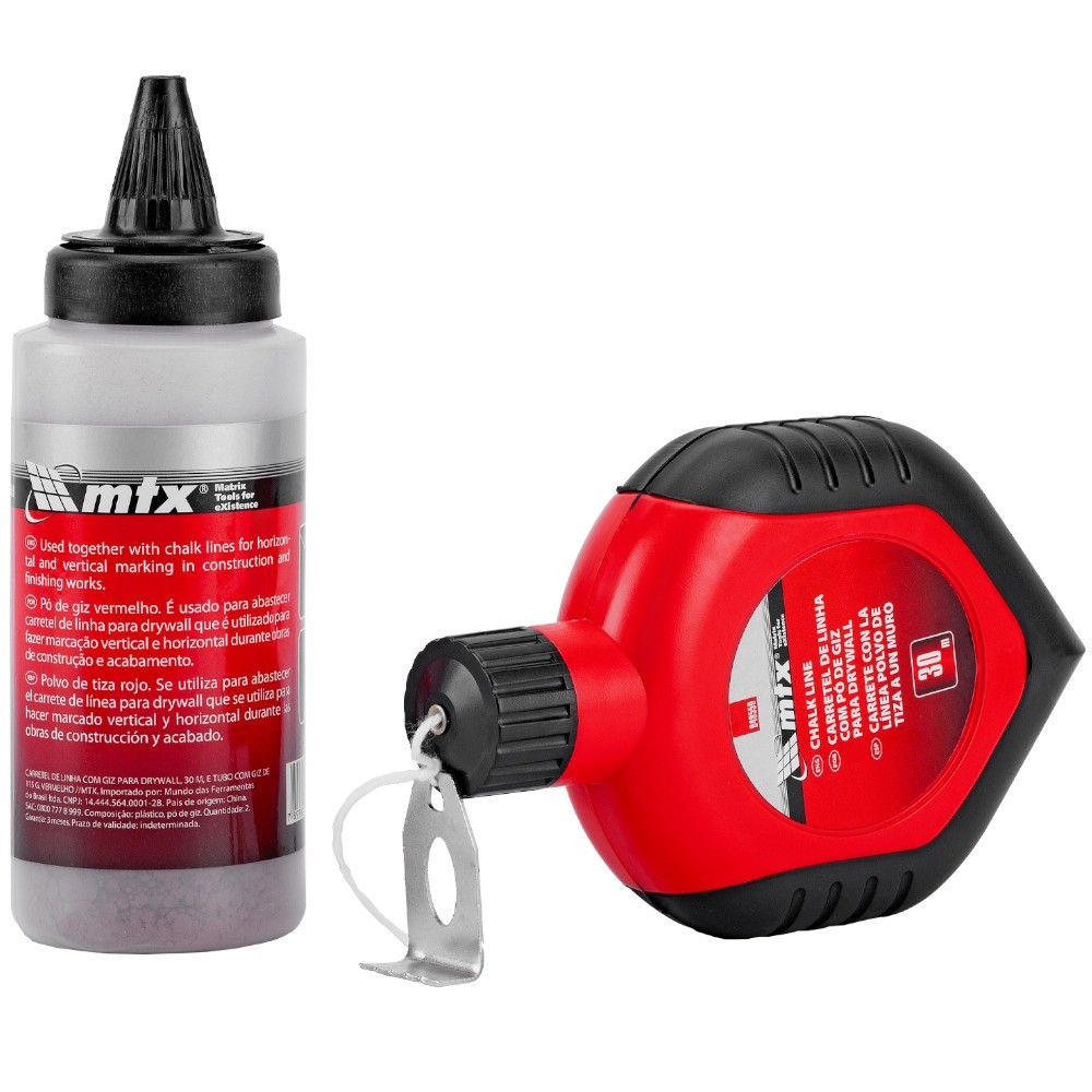 Giz de linha p/ drywall 30m c/ marcador vermelho 848559 MTX