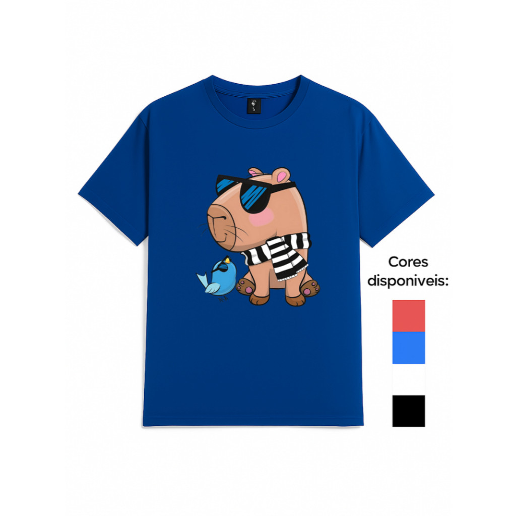 Camiseta Infantil Menino Capivara Branca Básica Camiseta Masculina Infantil Juvenil Camisa Estilosa Presente