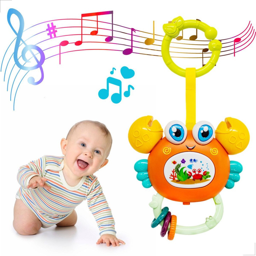 Caranguejo Brinquedo Musical Interativo com Tecla de Sons Infantil para Bebês Crianças Auxilia na Aprendizagem